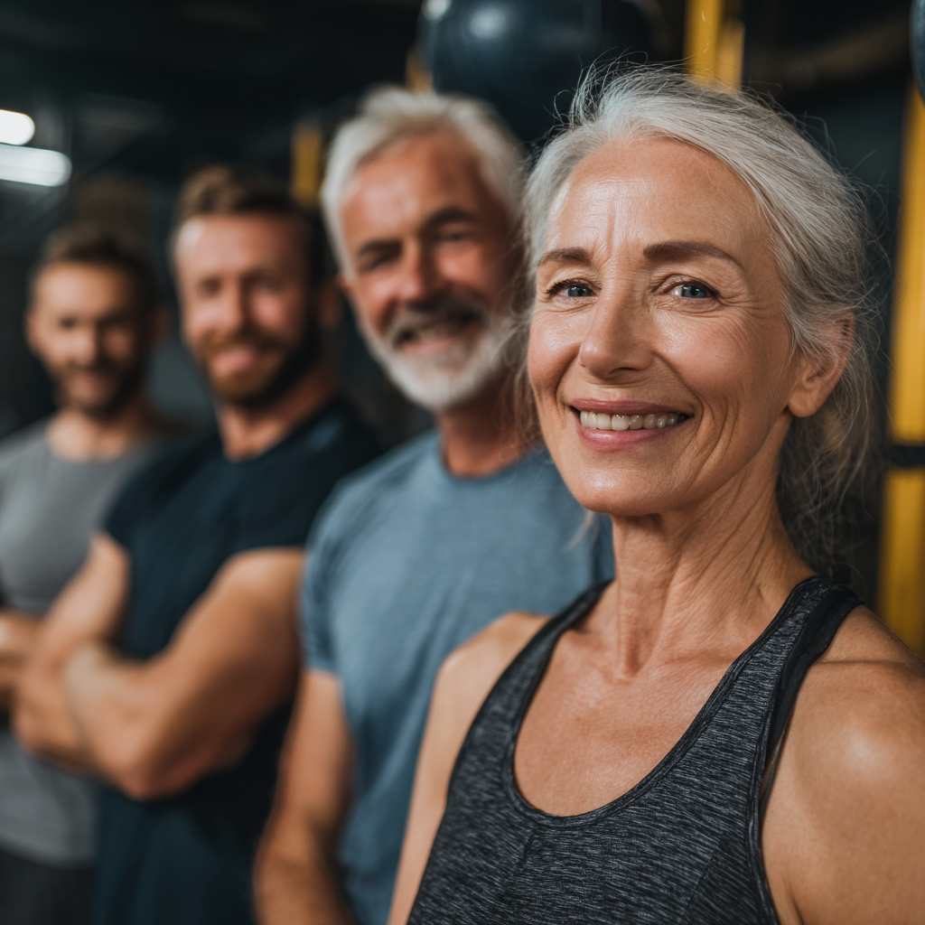 Healthy Ukrainian adults of different ages drinking water and staying hydrated during workout breaks, showing vitality and wellness in a fitness setting